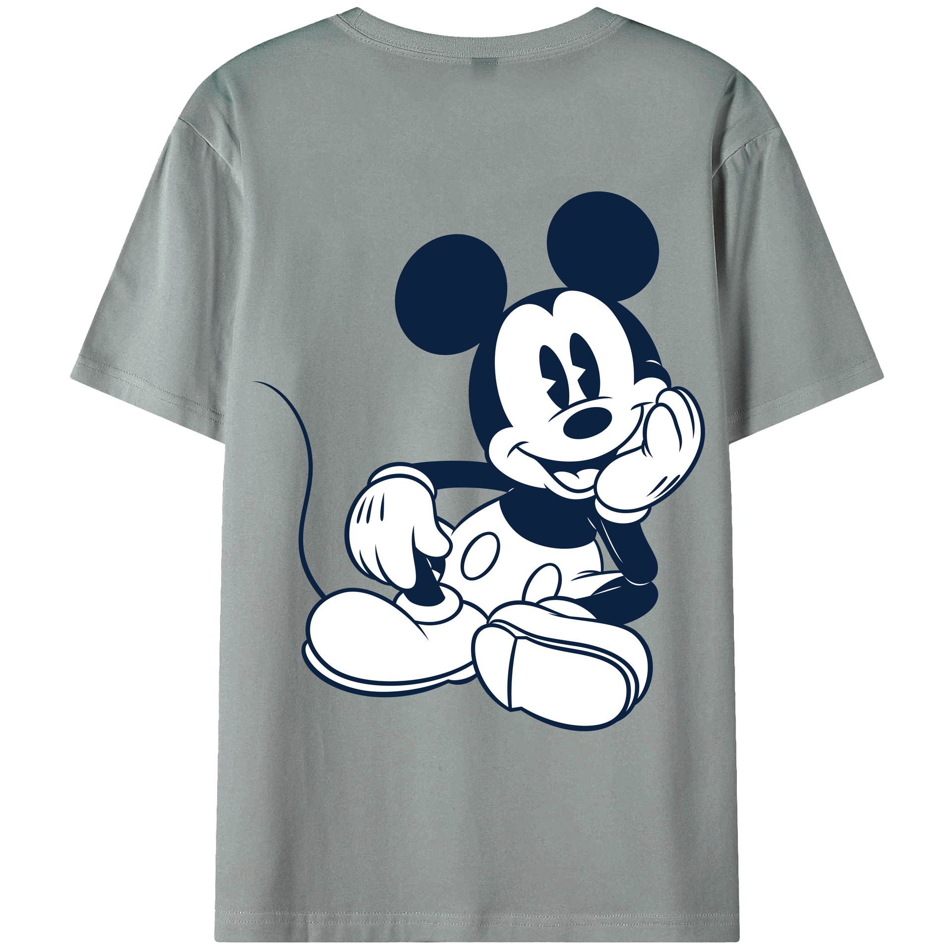 ミッキーマウス Mickey Mouse 綿100％ メンズ半袖Tシャツ（バックプリント） 通気性